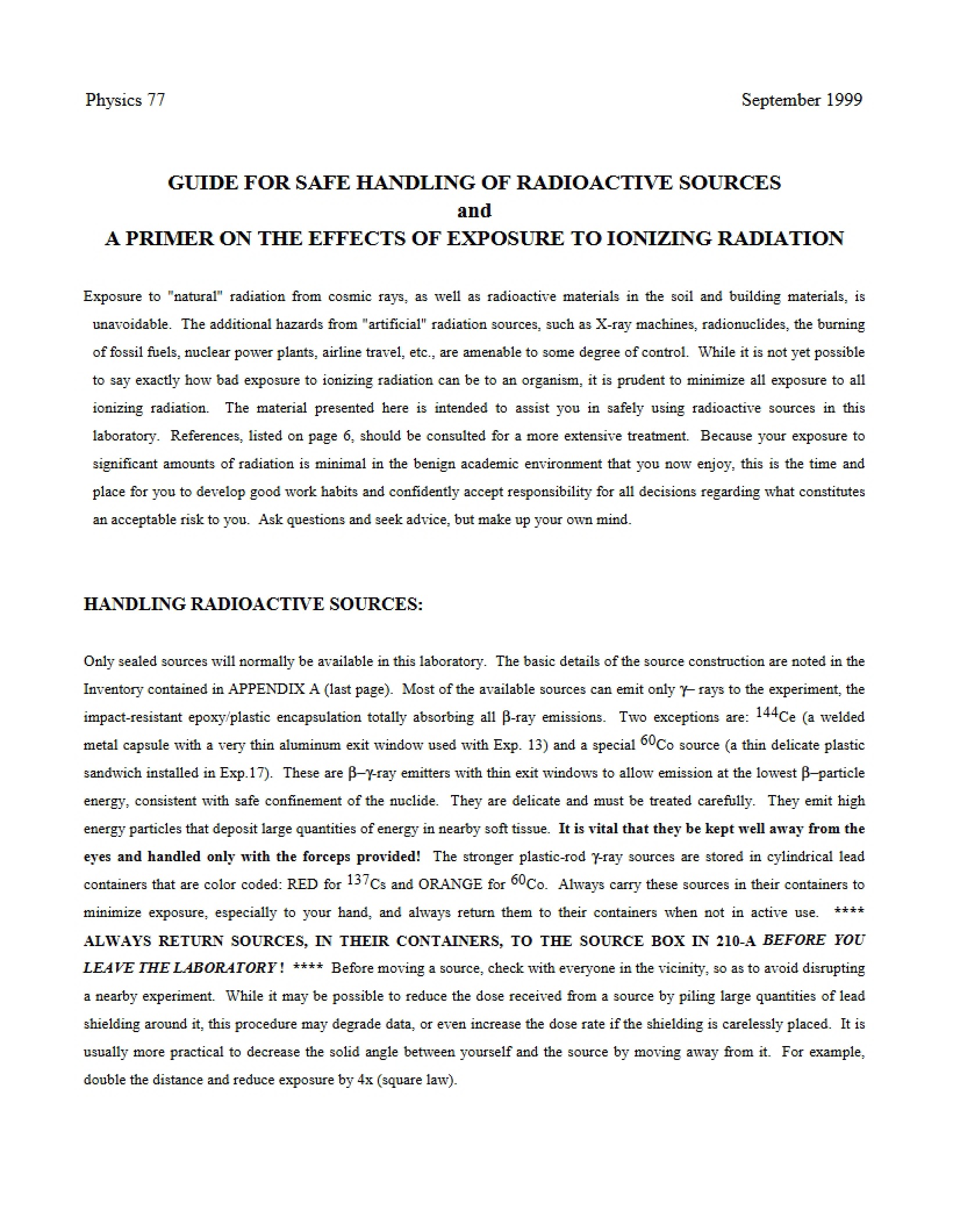 Radioactive Source Handling Guide