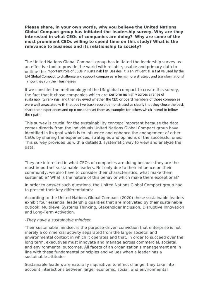 Role of CEOs in Sustainability