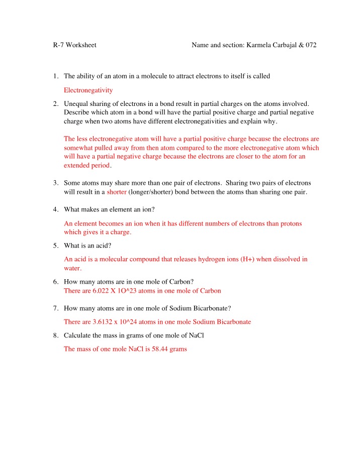 Worksheet R-7