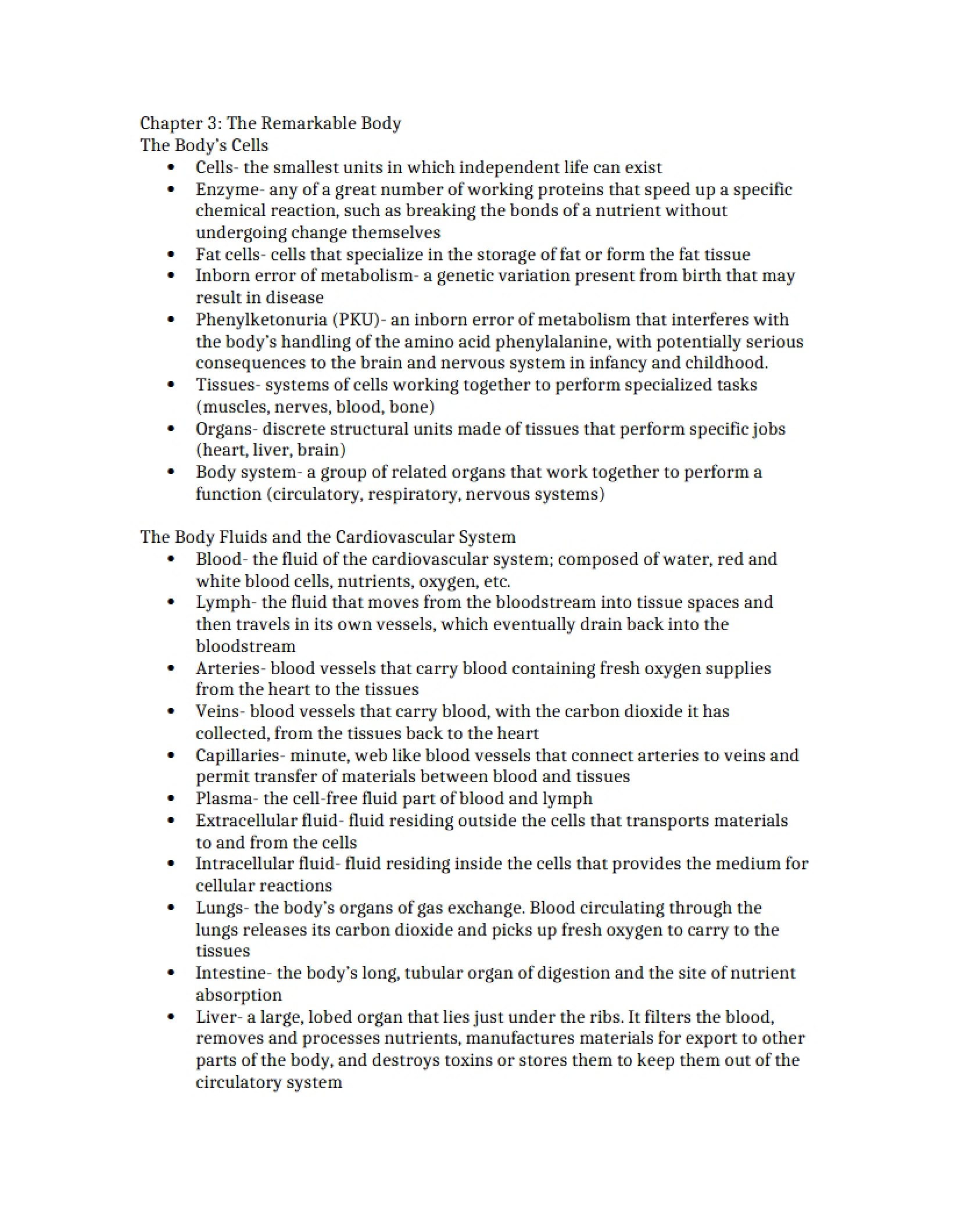 Body Systems Chapter 3