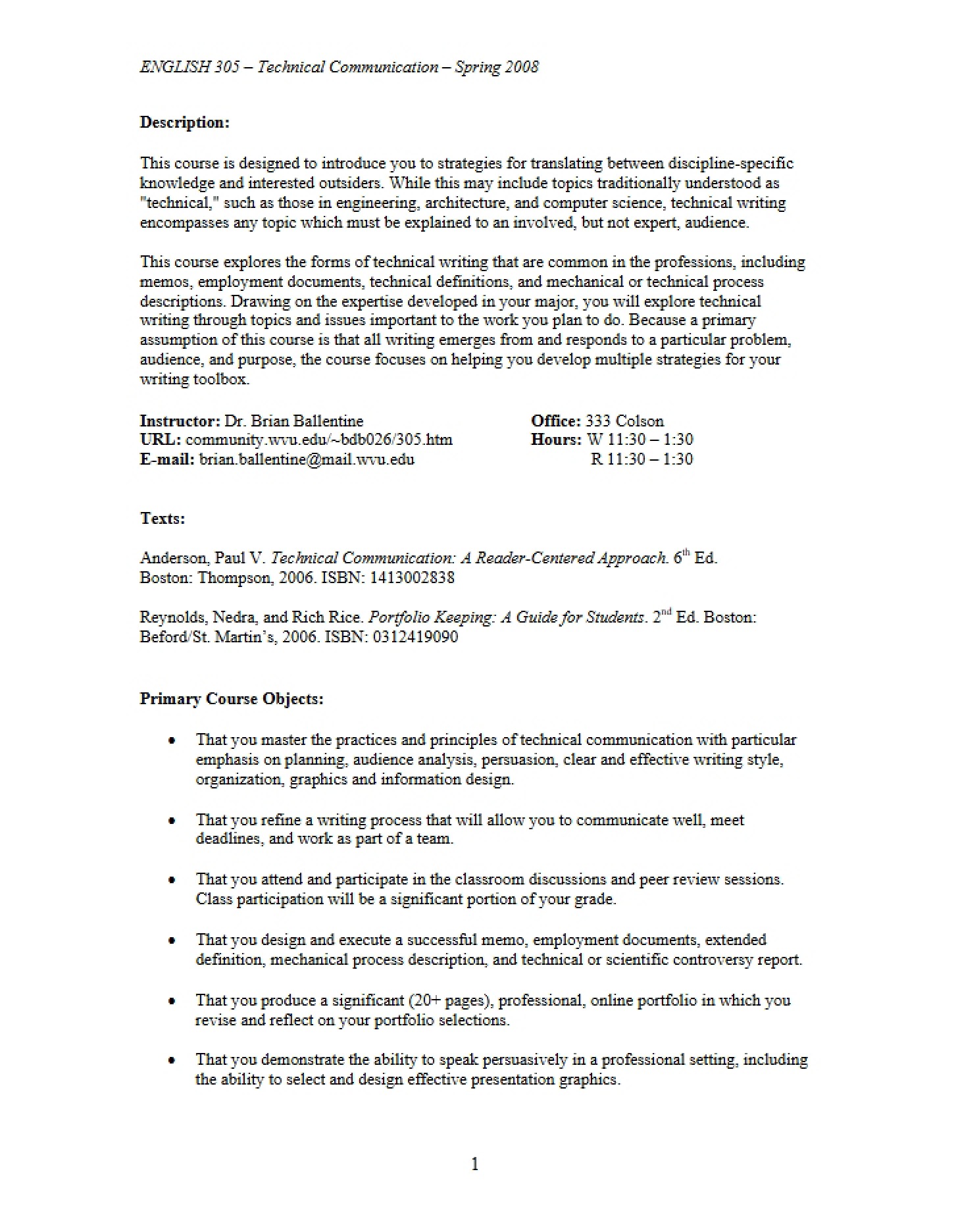 Course Syllabus