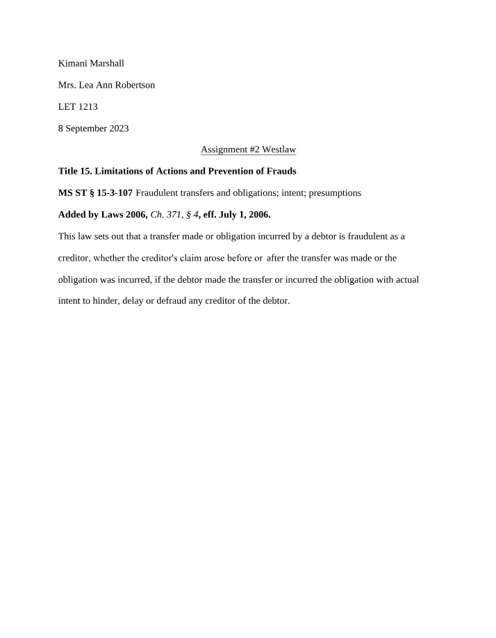 Westlaw Assignment #2
