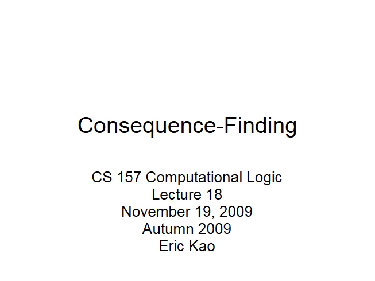 Computational Logic (Set 4)