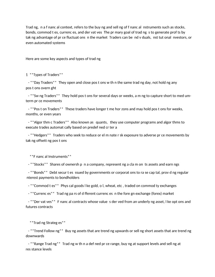 PMGT706 - Trading Notes