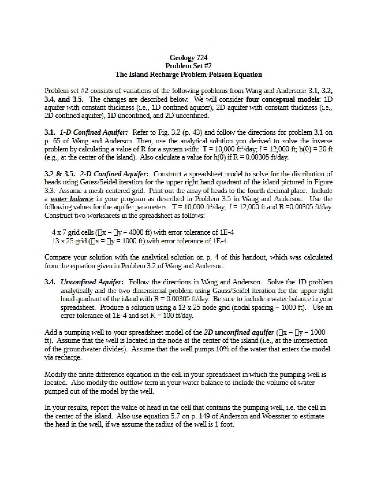 Poisson Equation Island Recharge Problem (Problem Set 2)