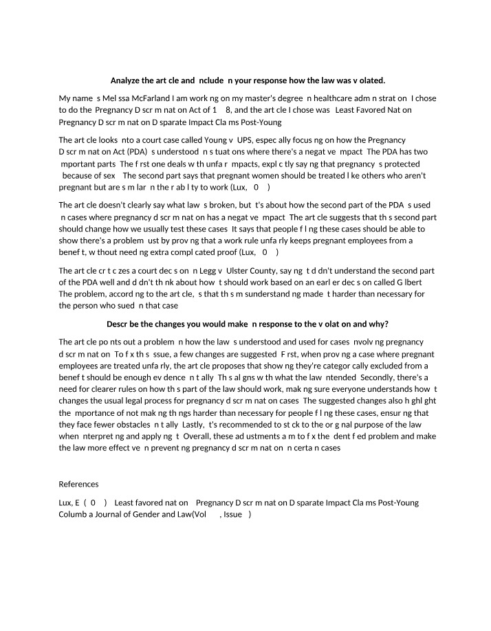 Young v. UPS Case Study - Analysis of the Pregnancy Discrimination Act