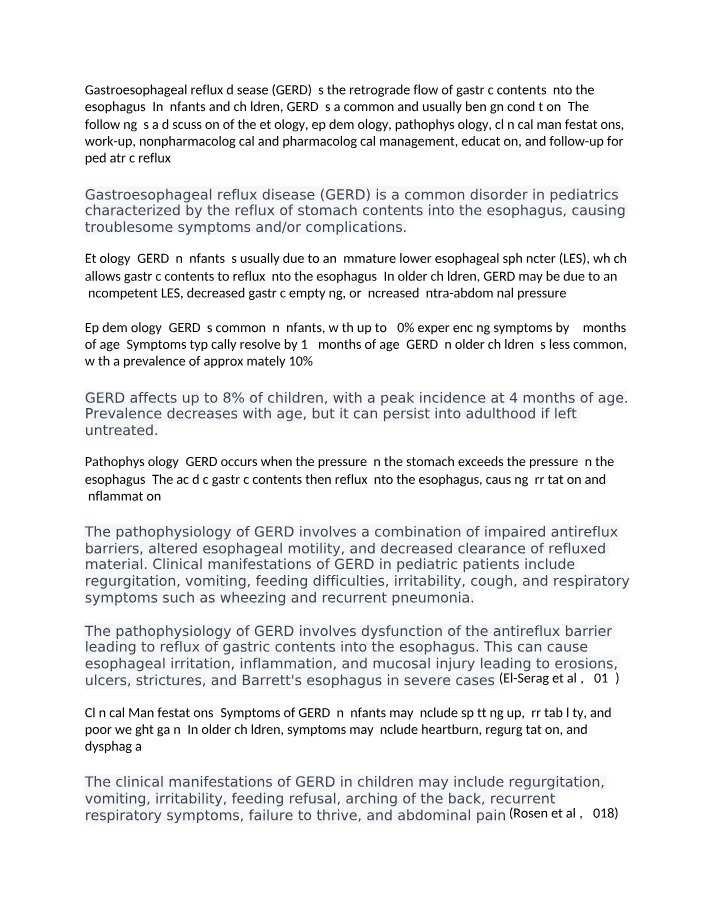 Gastroesophageal Reflux Disease (GERD) in Pediatrics