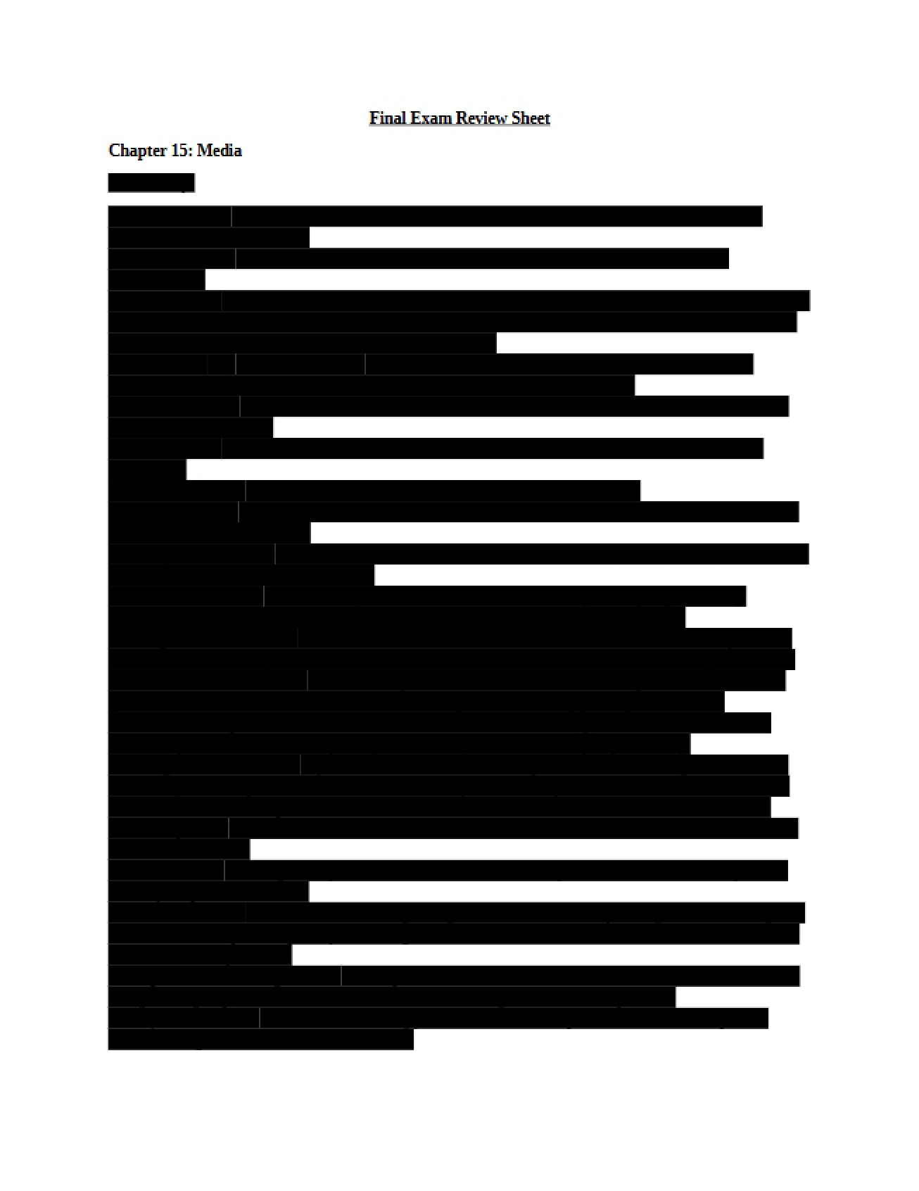 Review Sheet for Final Exam (Fall 2013)