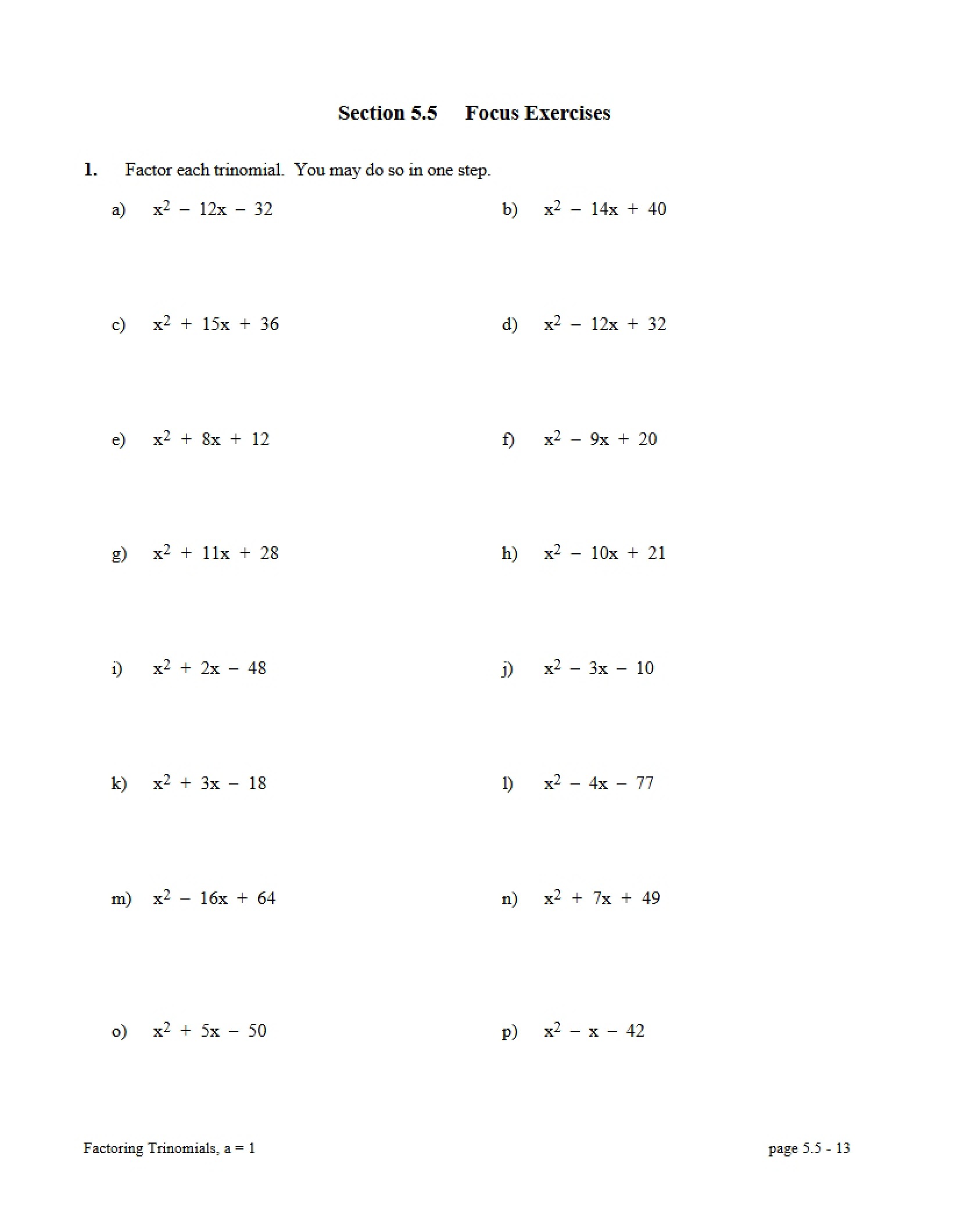 Review Sheet for Algebra