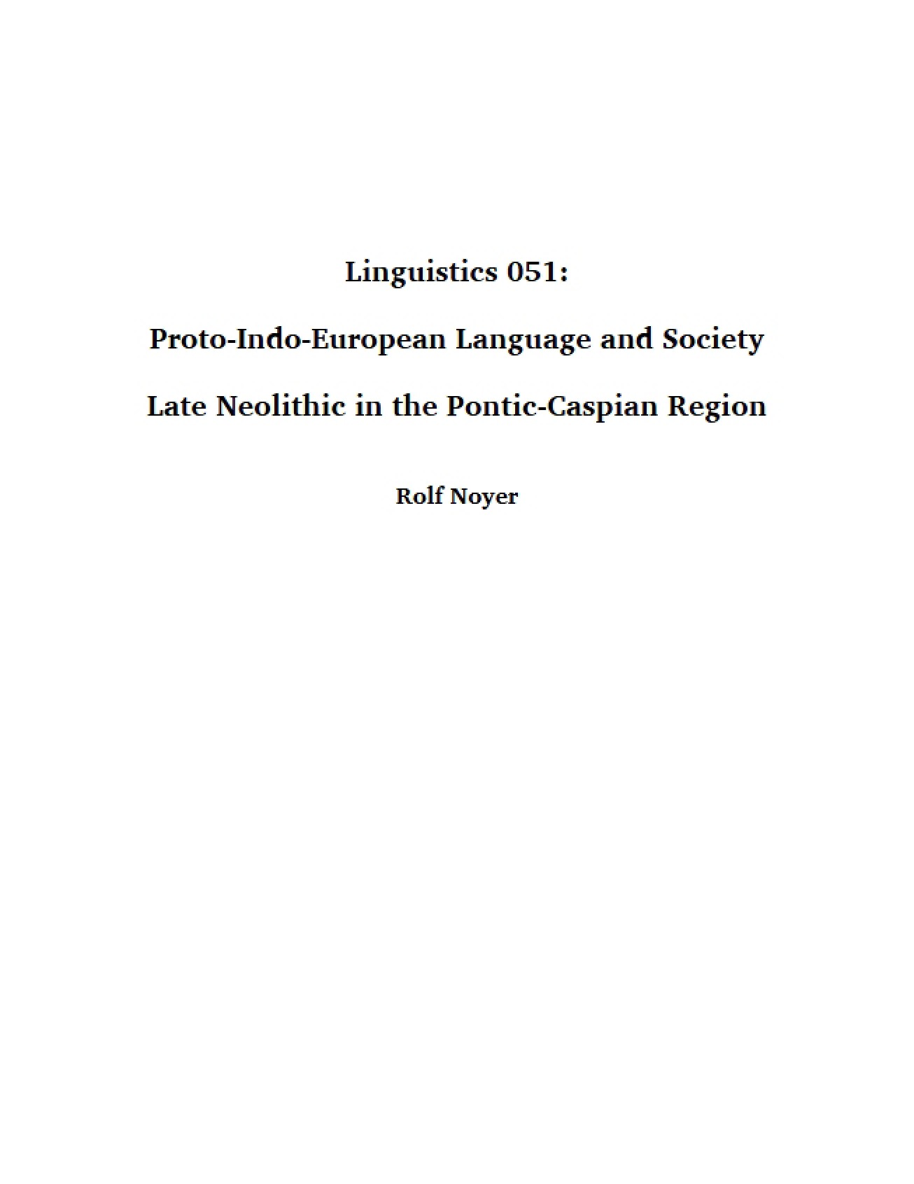 Late Neolithic in the Pontic Caspian Region