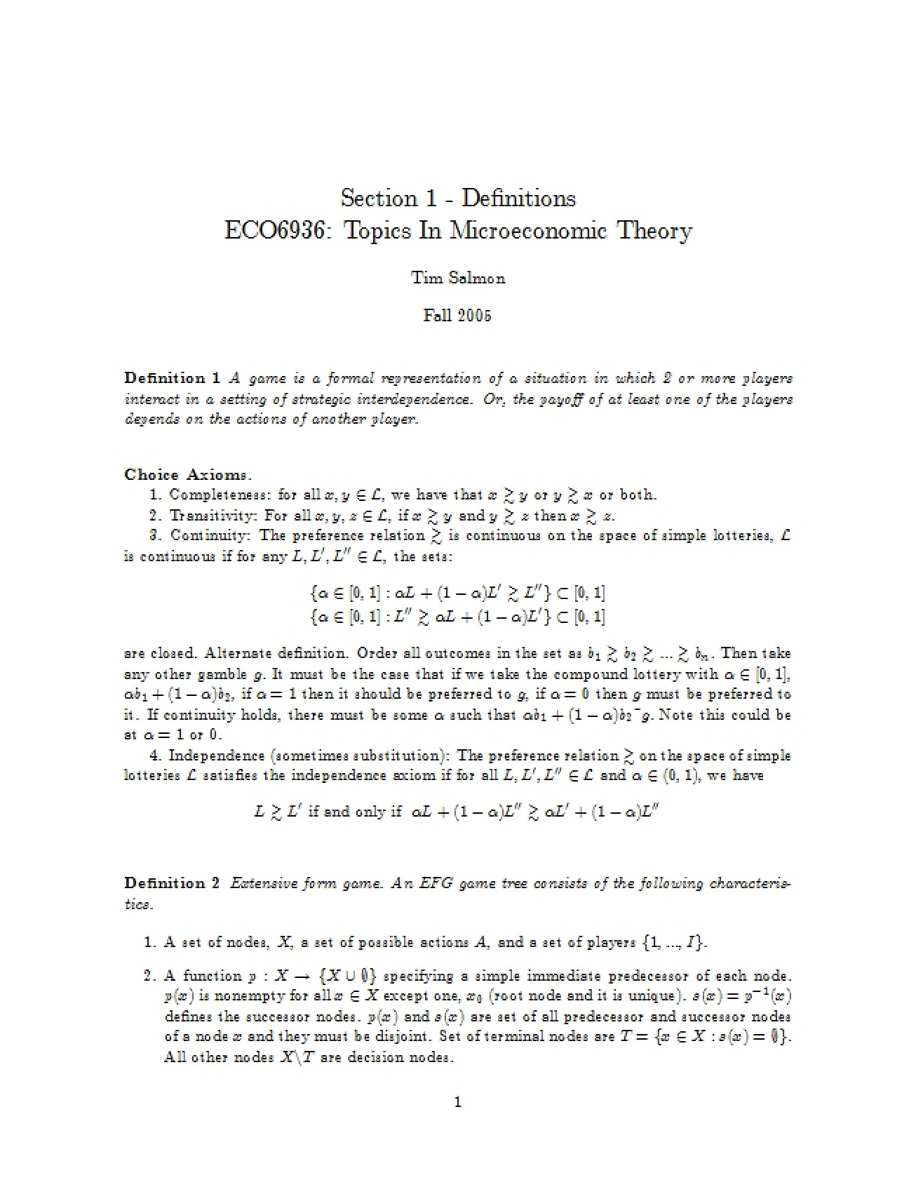 Key Definitions in Microeconomics