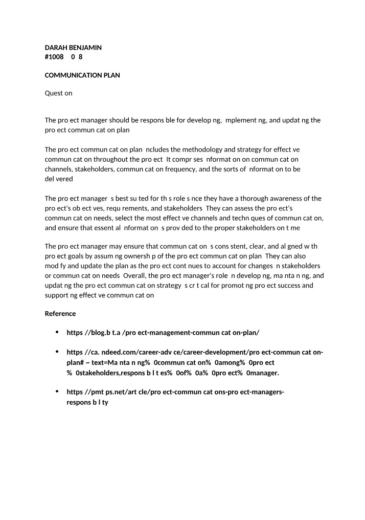 Role of the Project Communication Plan