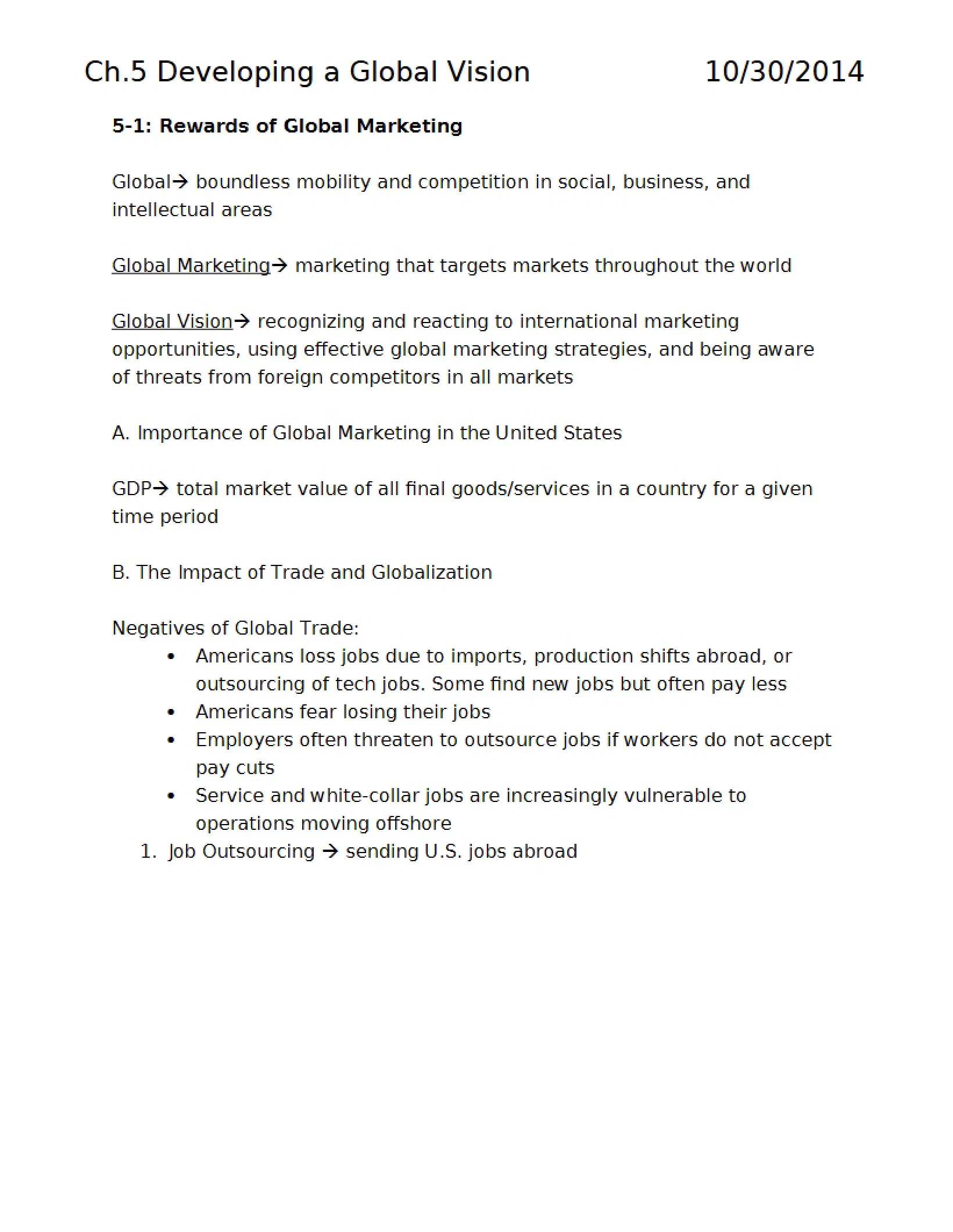 Global Vision Development - Chapter 5