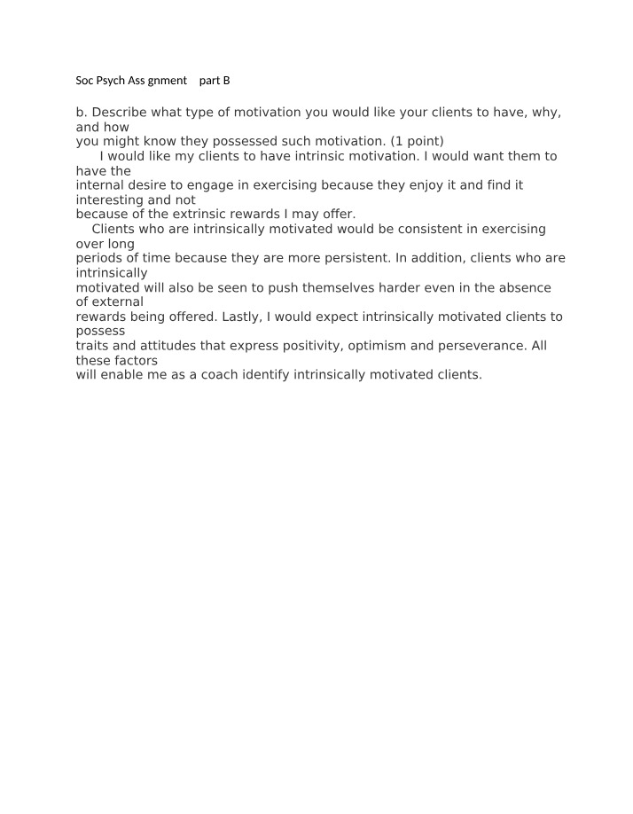 Social Psychology Assignment 2 Part B