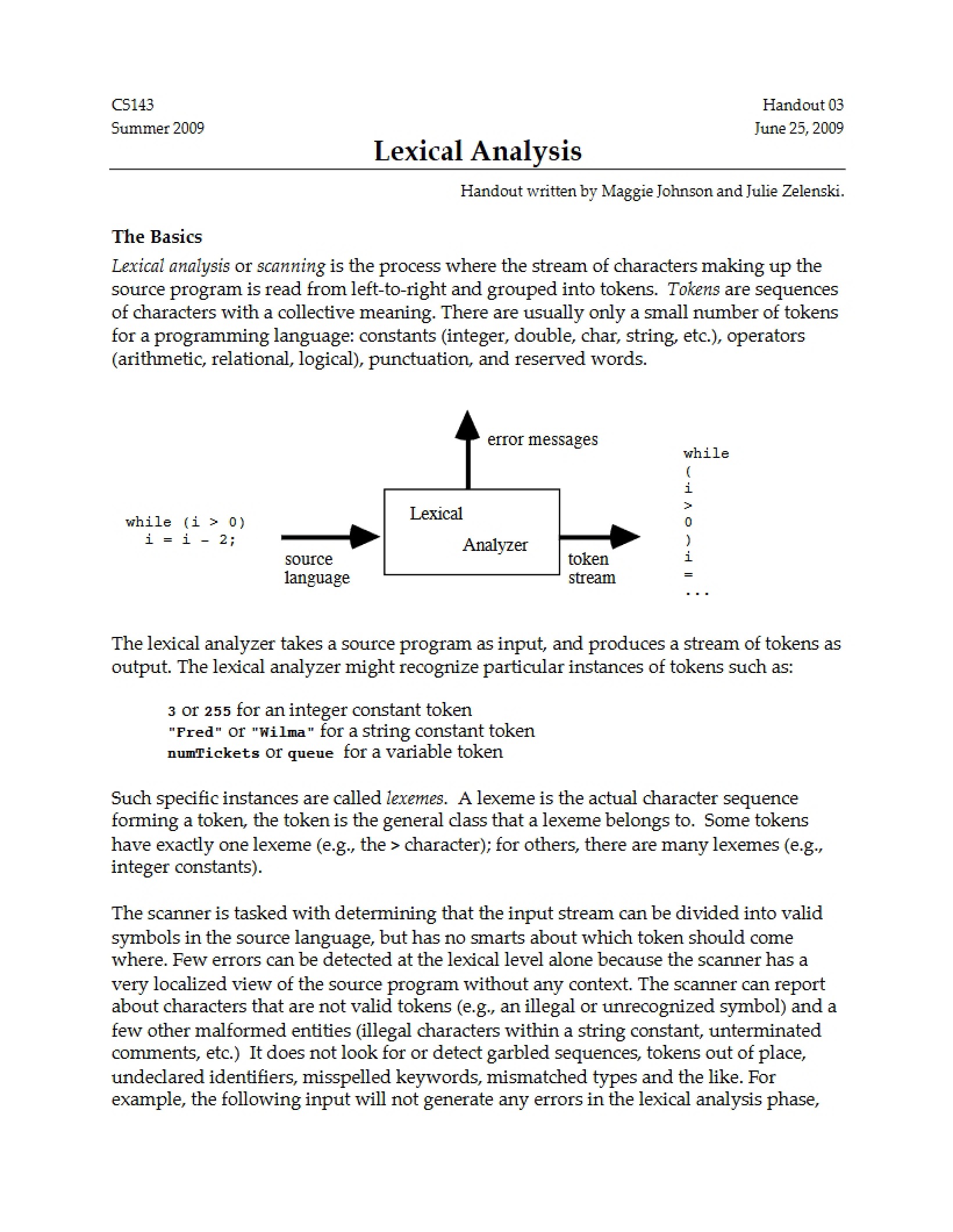 Module 03 Lexical Analysis