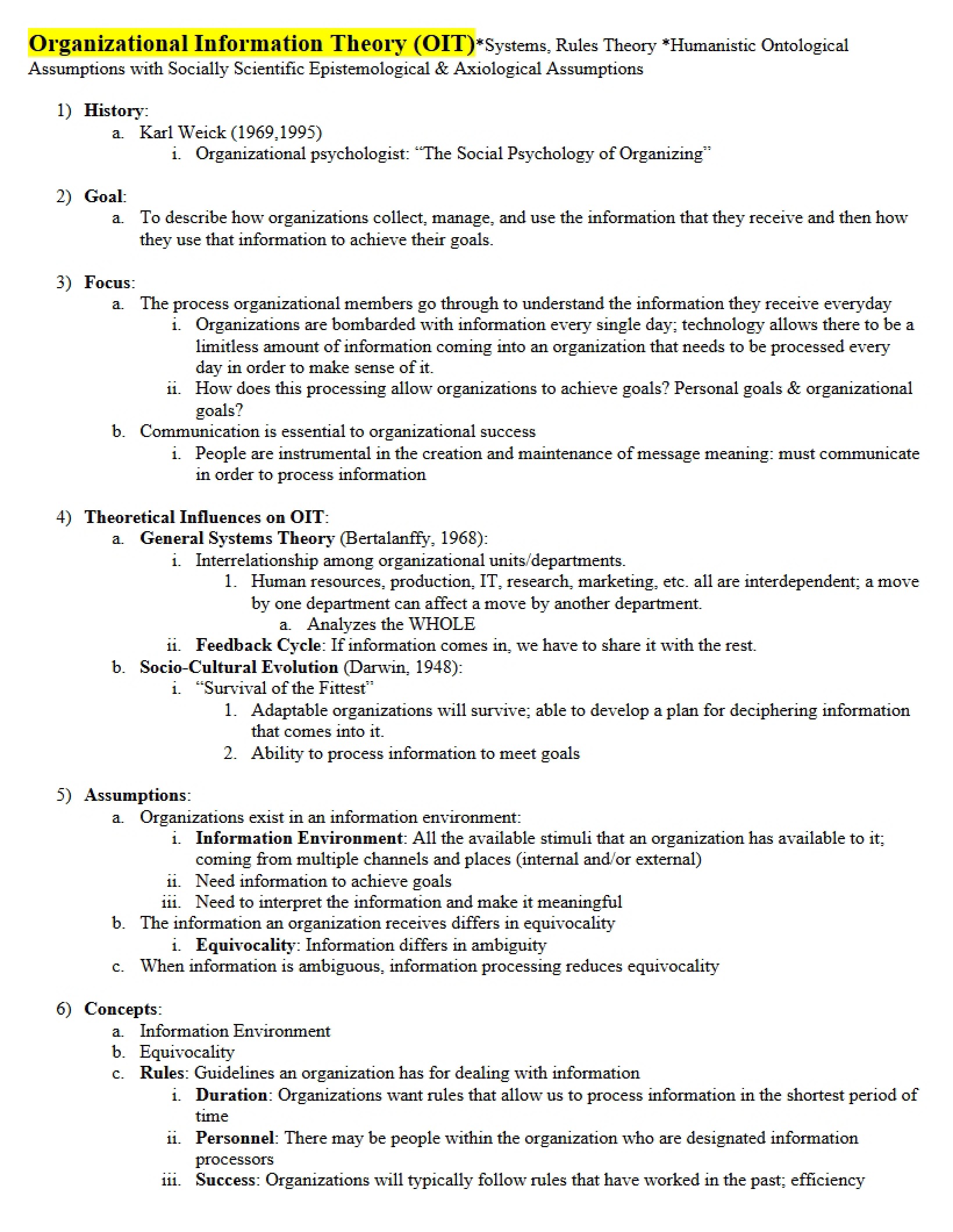 Theory of Organizational Information