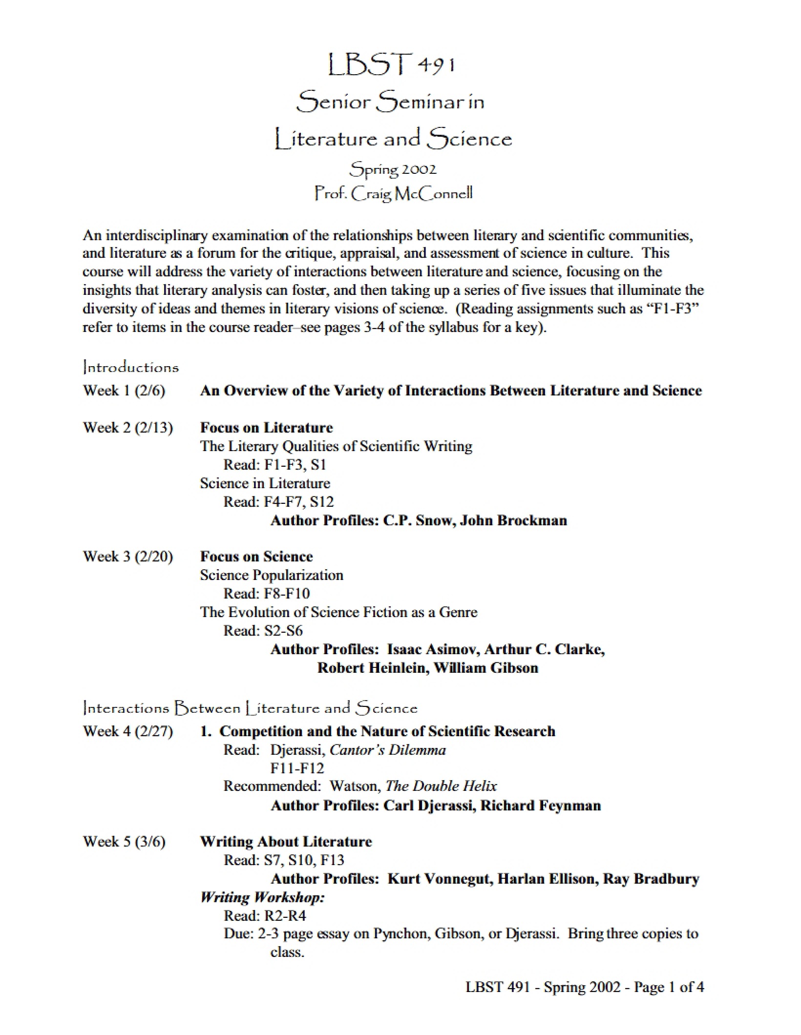 Senior Seminar Syllabus