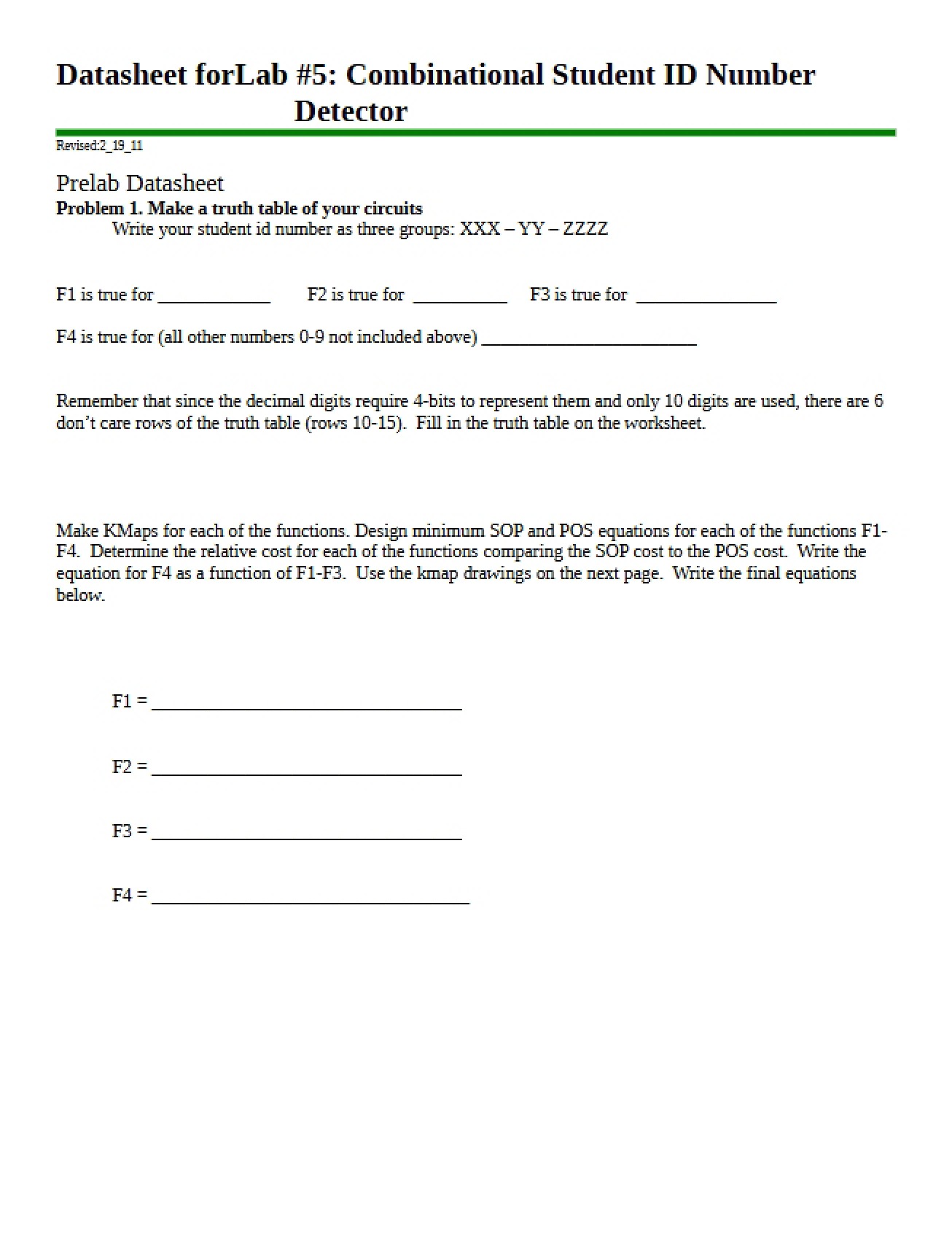Detector for Student ID Number Combinational