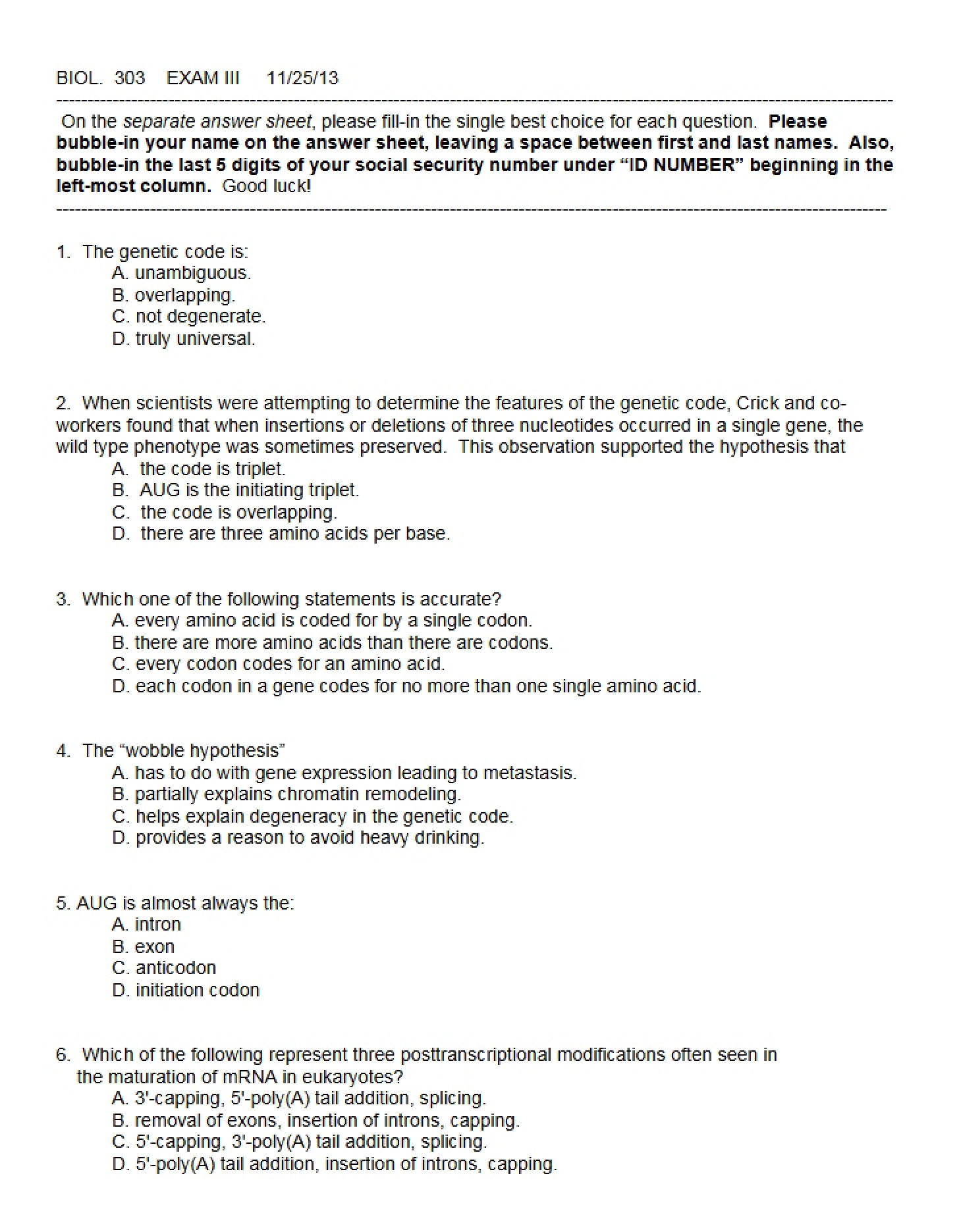 Examination III