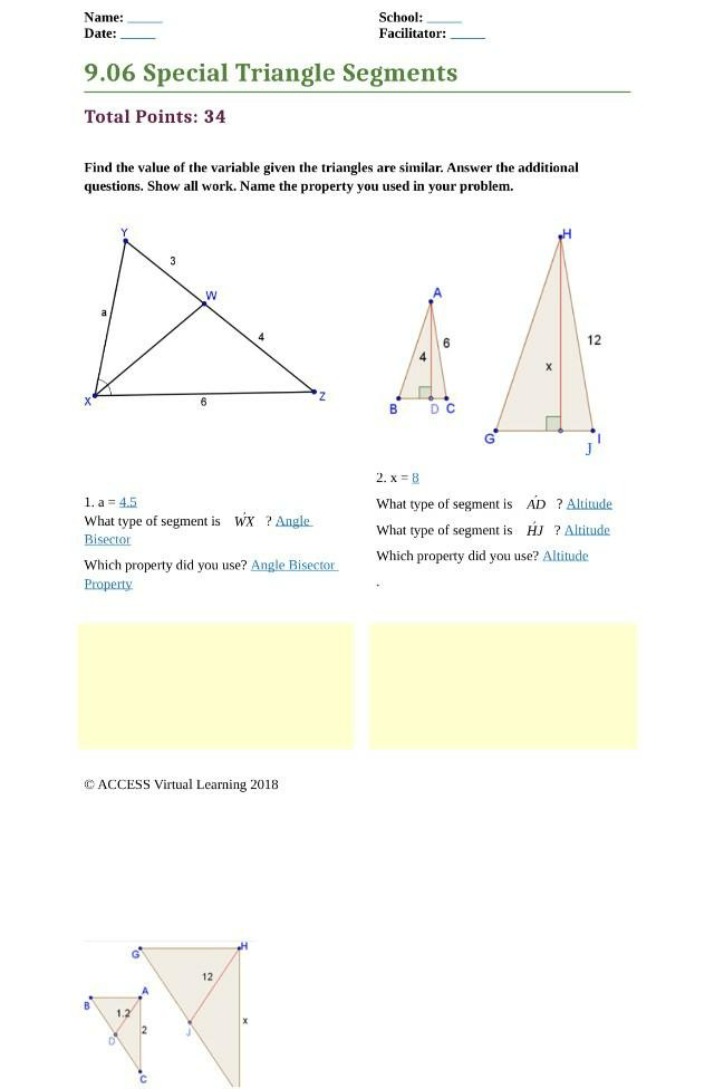 Segments of Special Triangles