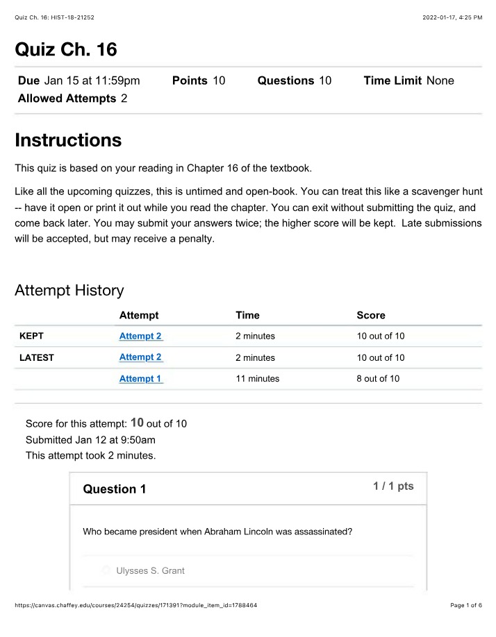 Chapter 16 Quiz