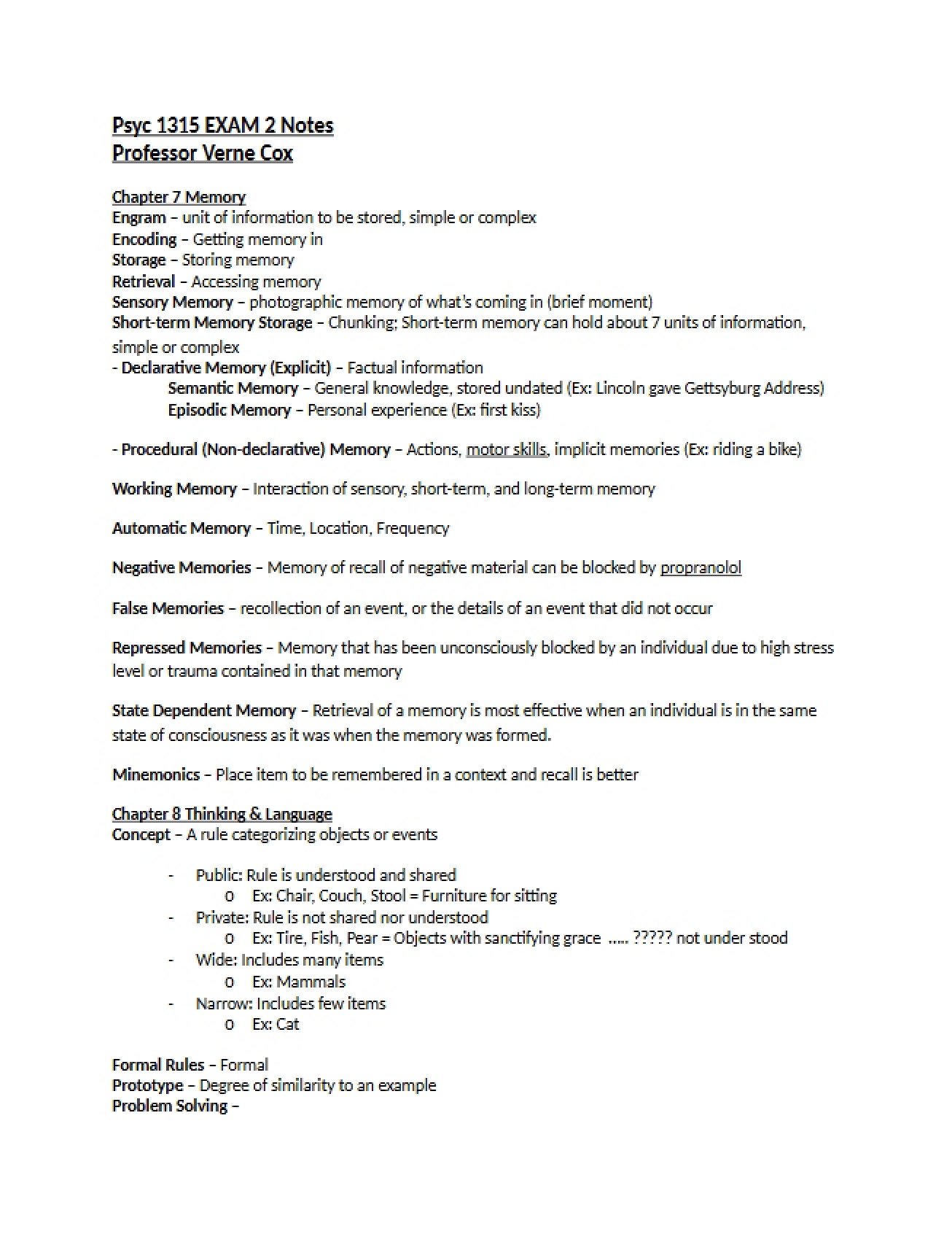 Exam Two Lecture Notes