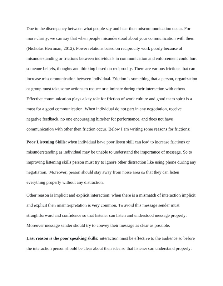 Analysis of Miscommunication and Frictions