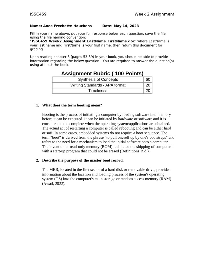 Week 2 Assignment for ISSC459