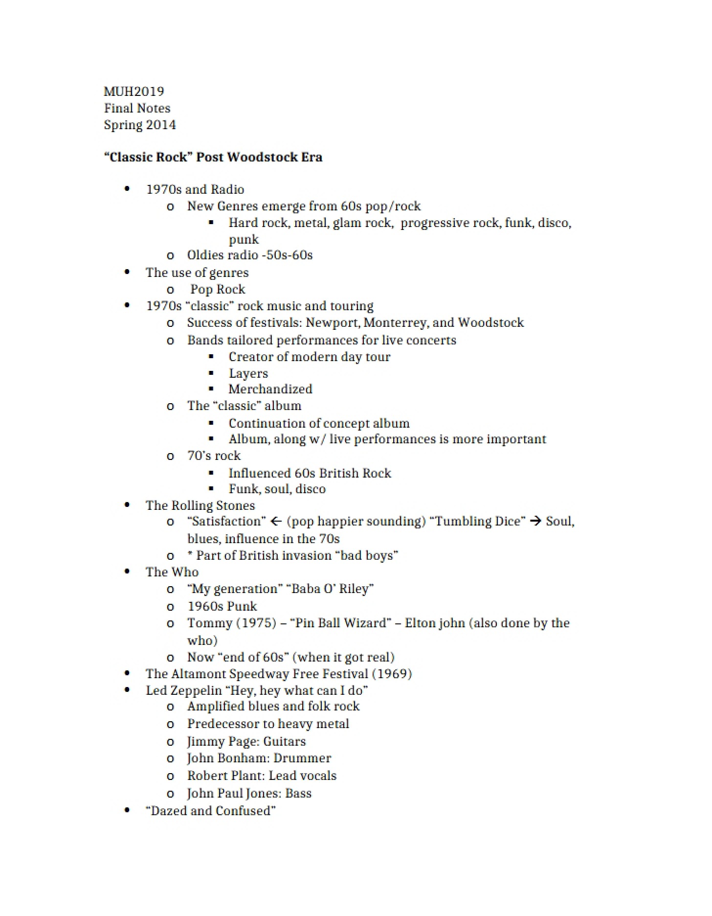 Notes on Final
