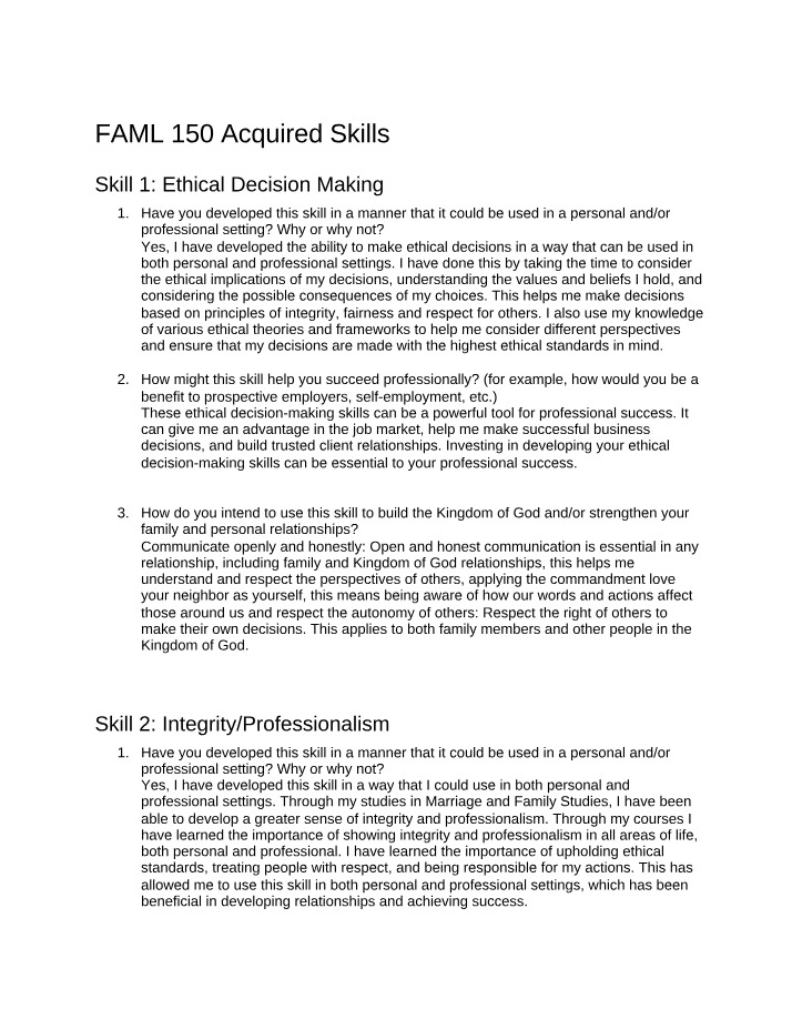 FAML 400 Course Document J