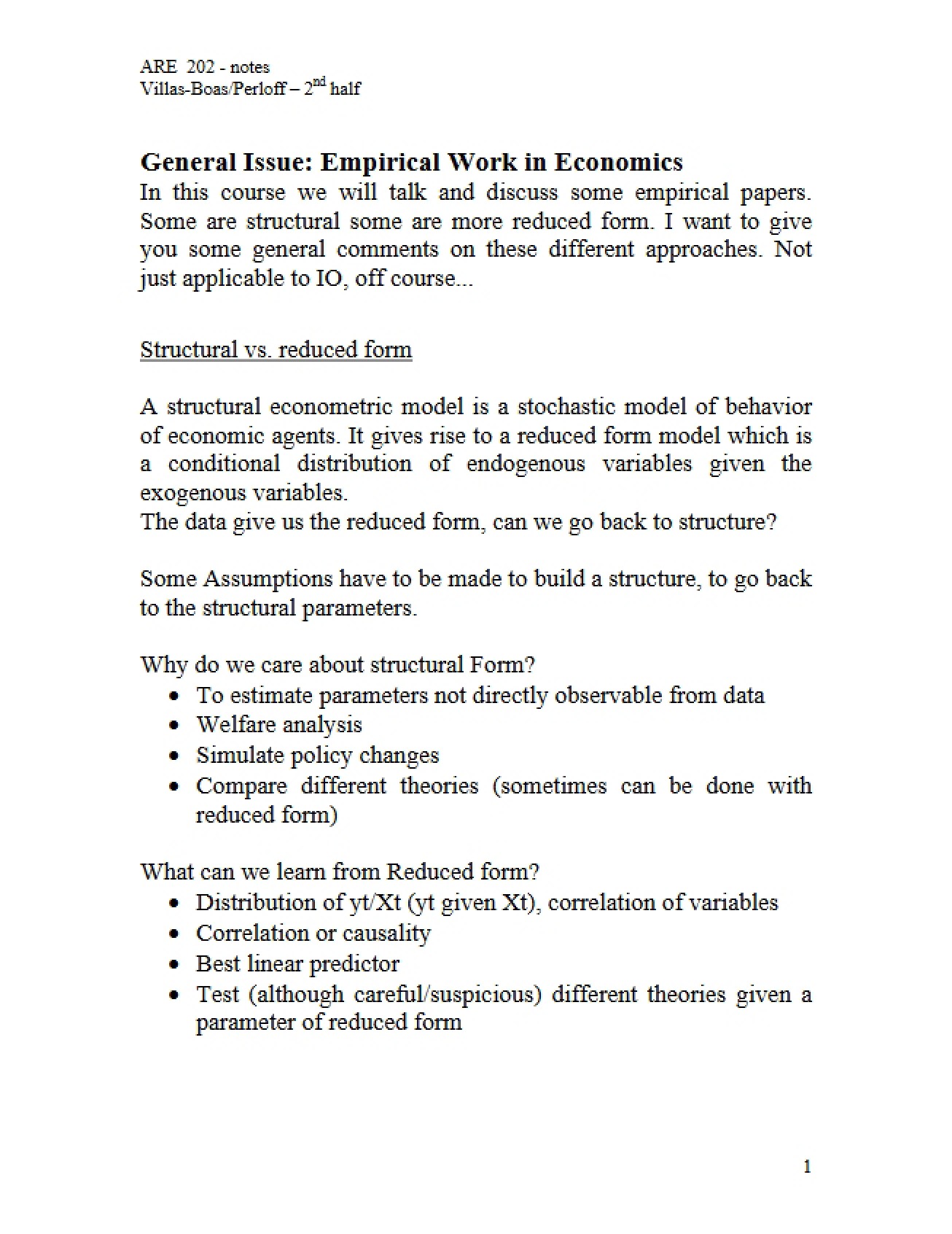 Empirical Work in Economics General Issues