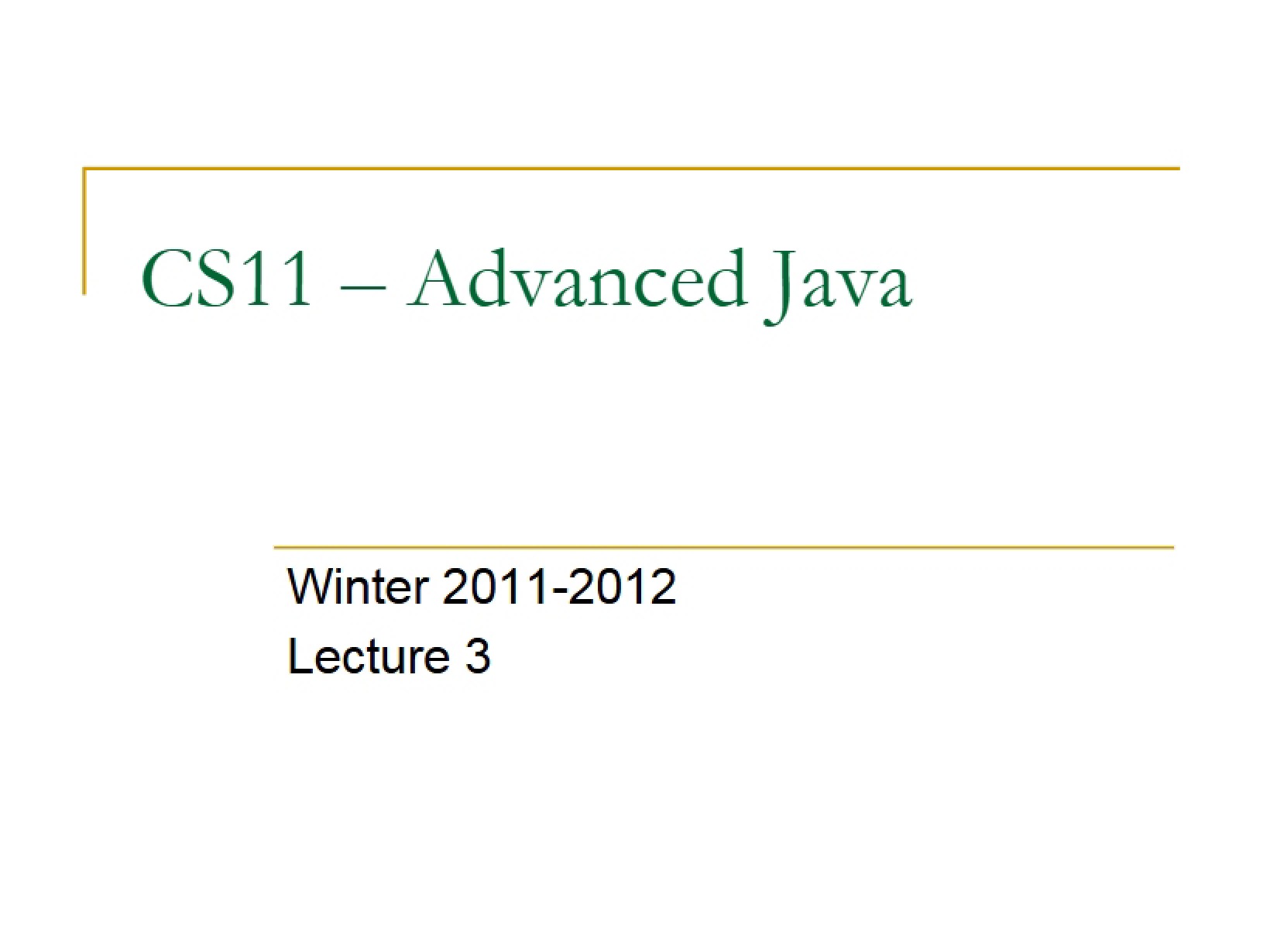 Advanced Concepts in Java