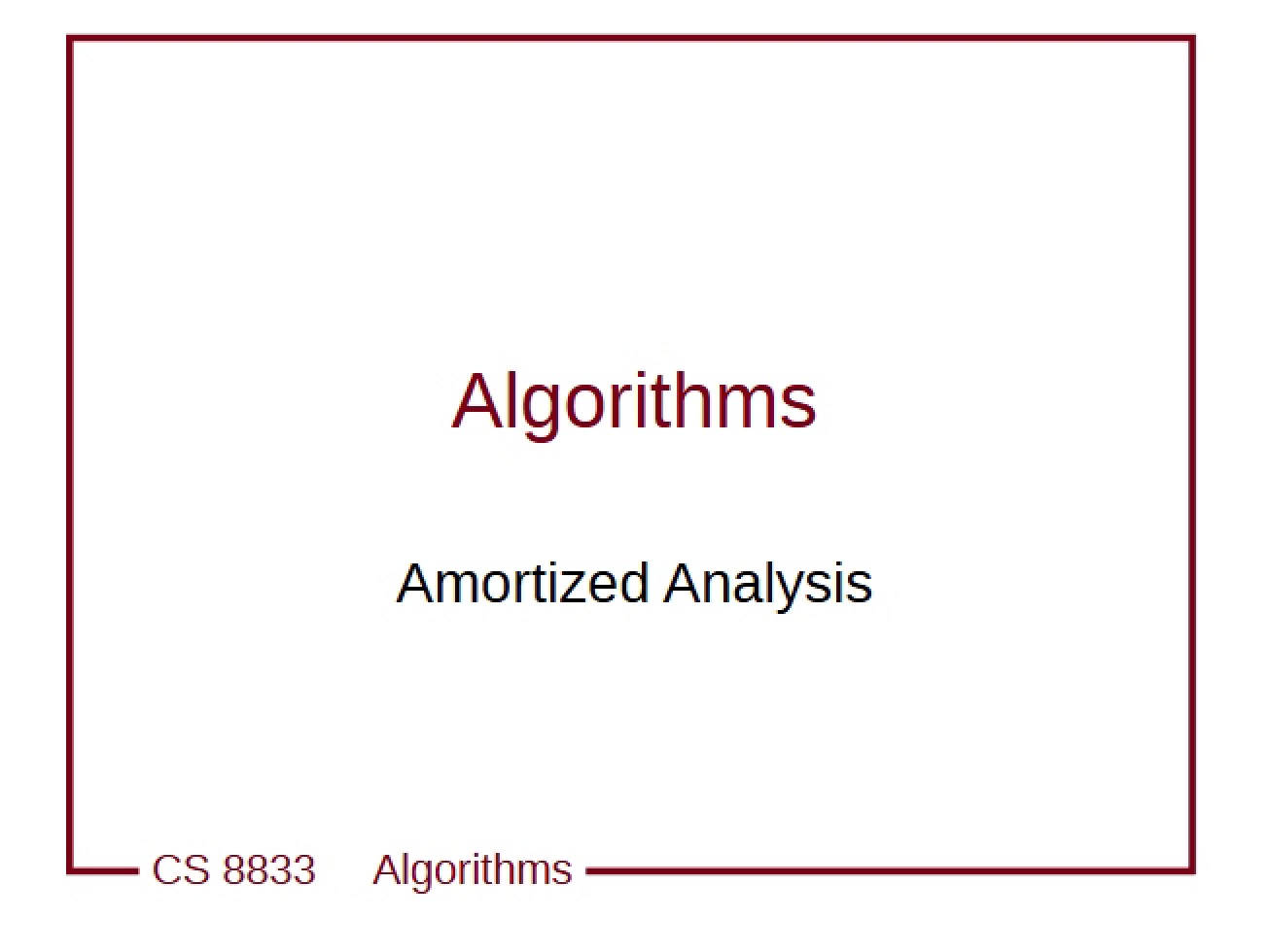 Analysis of Amortization