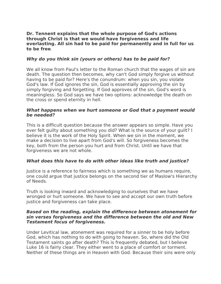 Why Sin Must Be Paid For - Forgiveness and Atonement
