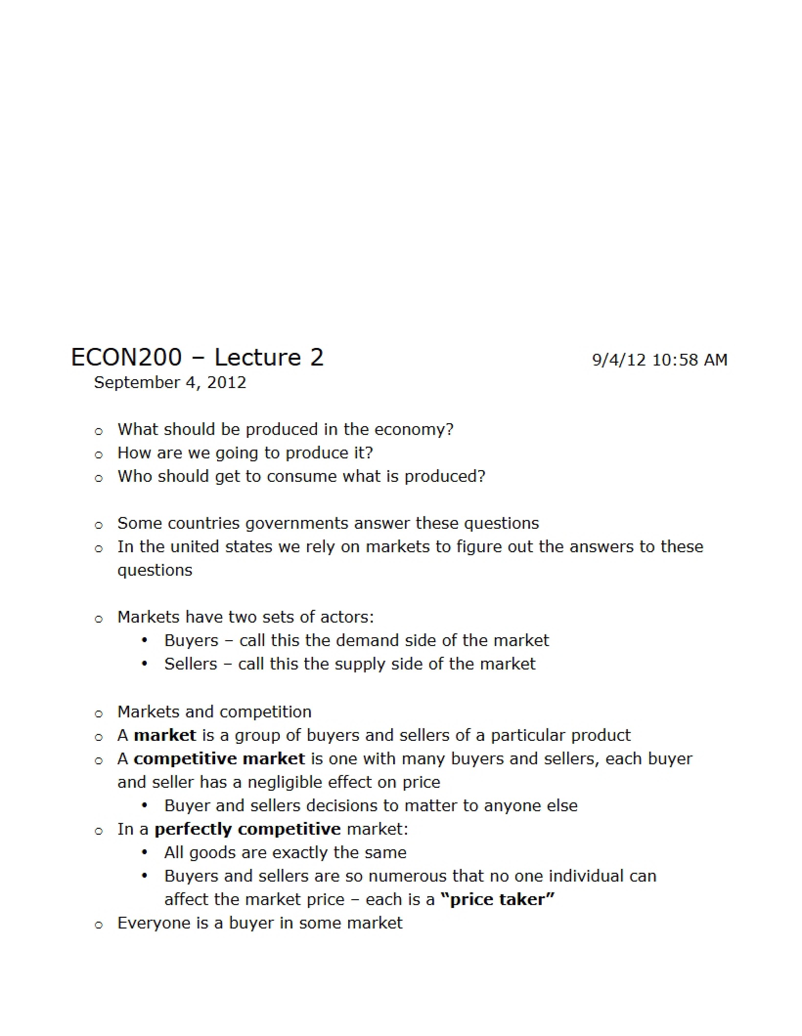 ECON 200 Lecture Notes (Set 6)