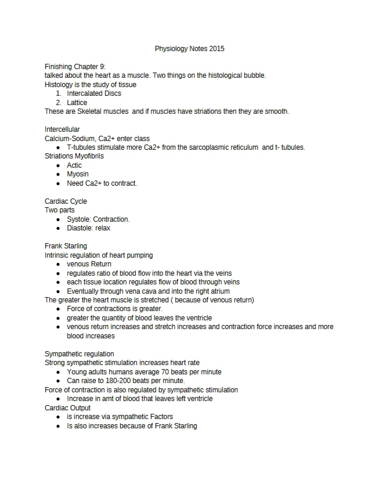 Notes on Physiology