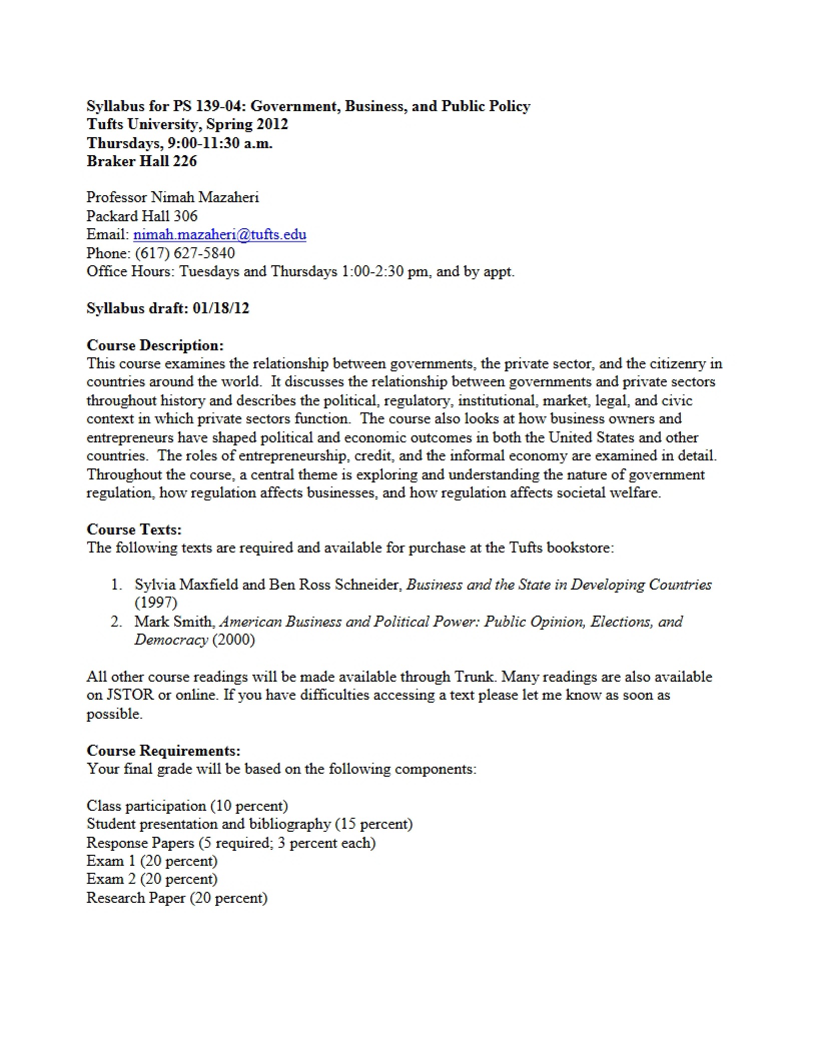 Comparative Politics Seminar Syllabus
