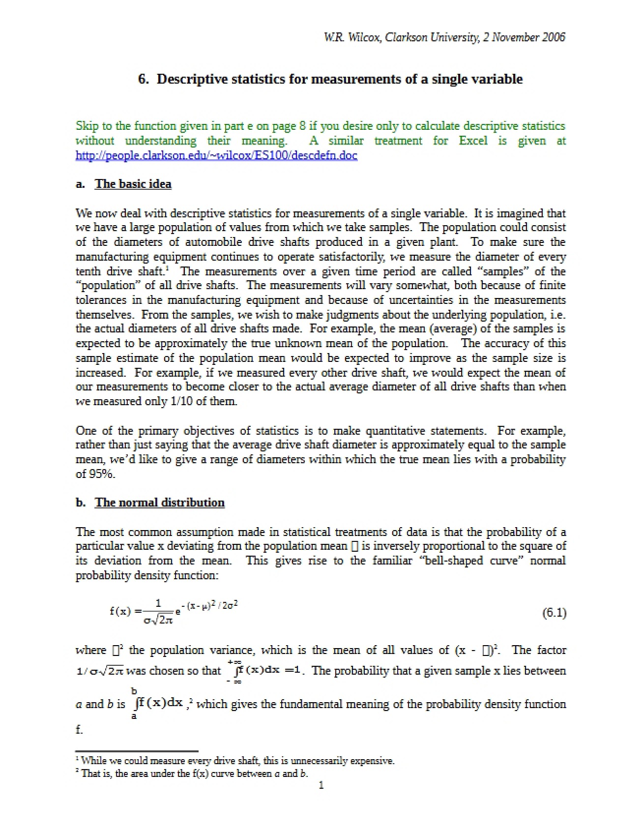 Measurement Descriptive Statistics