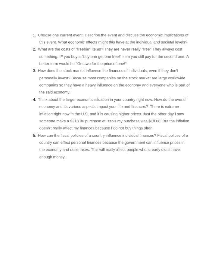Economic Implications of Current Events