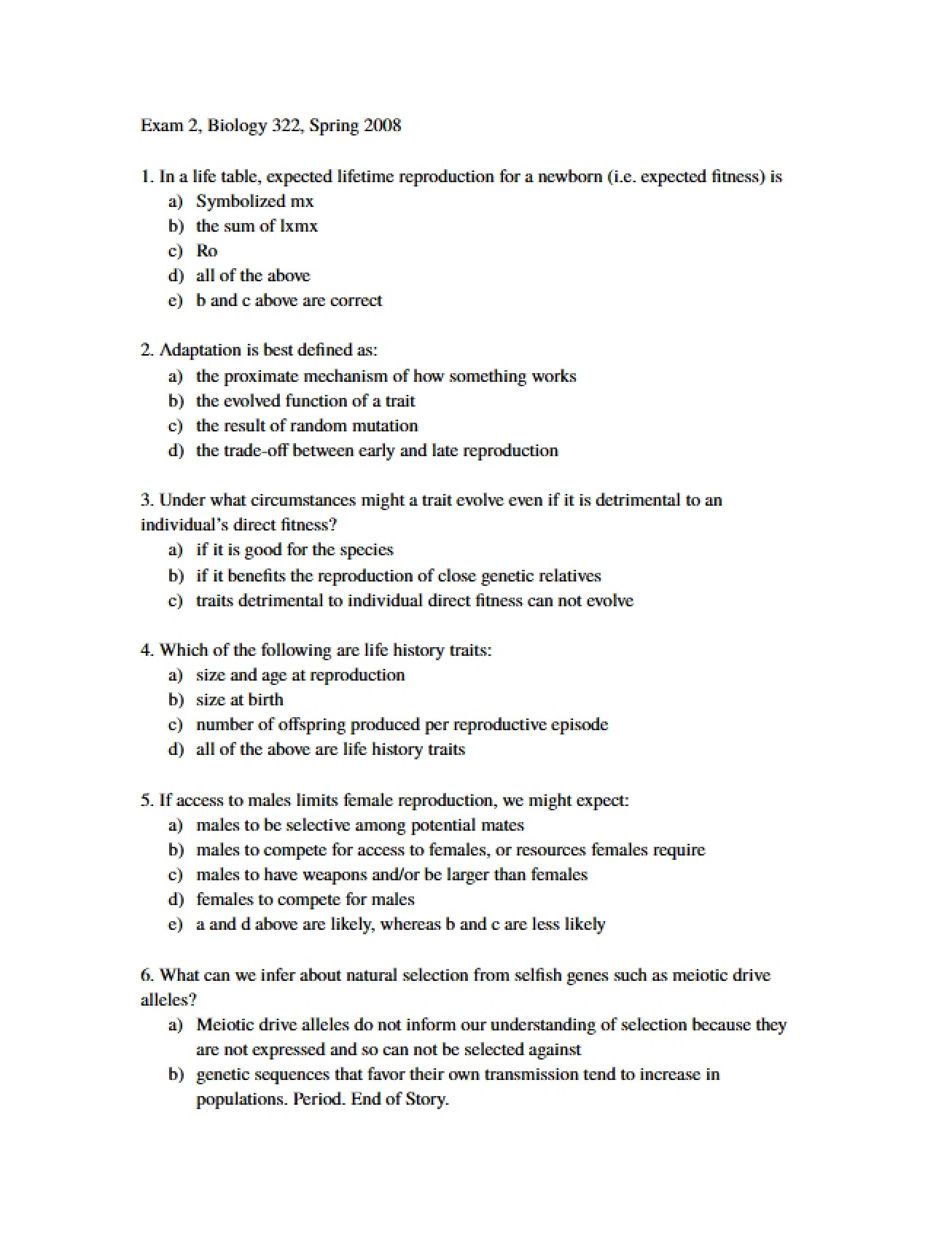 Examination Two