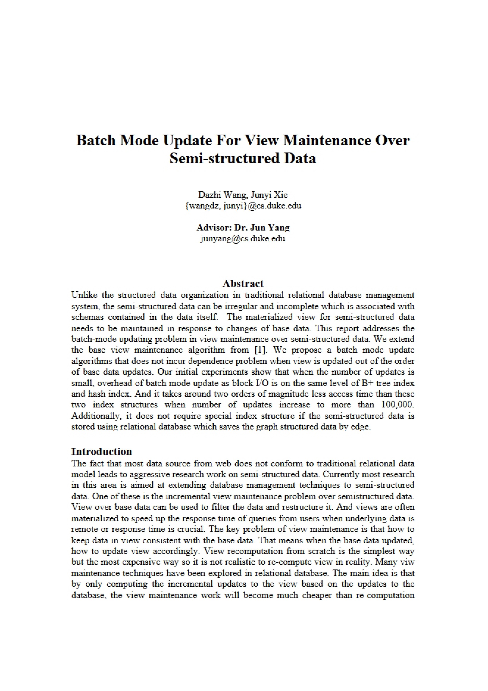 Semi-structured Data Maintenance