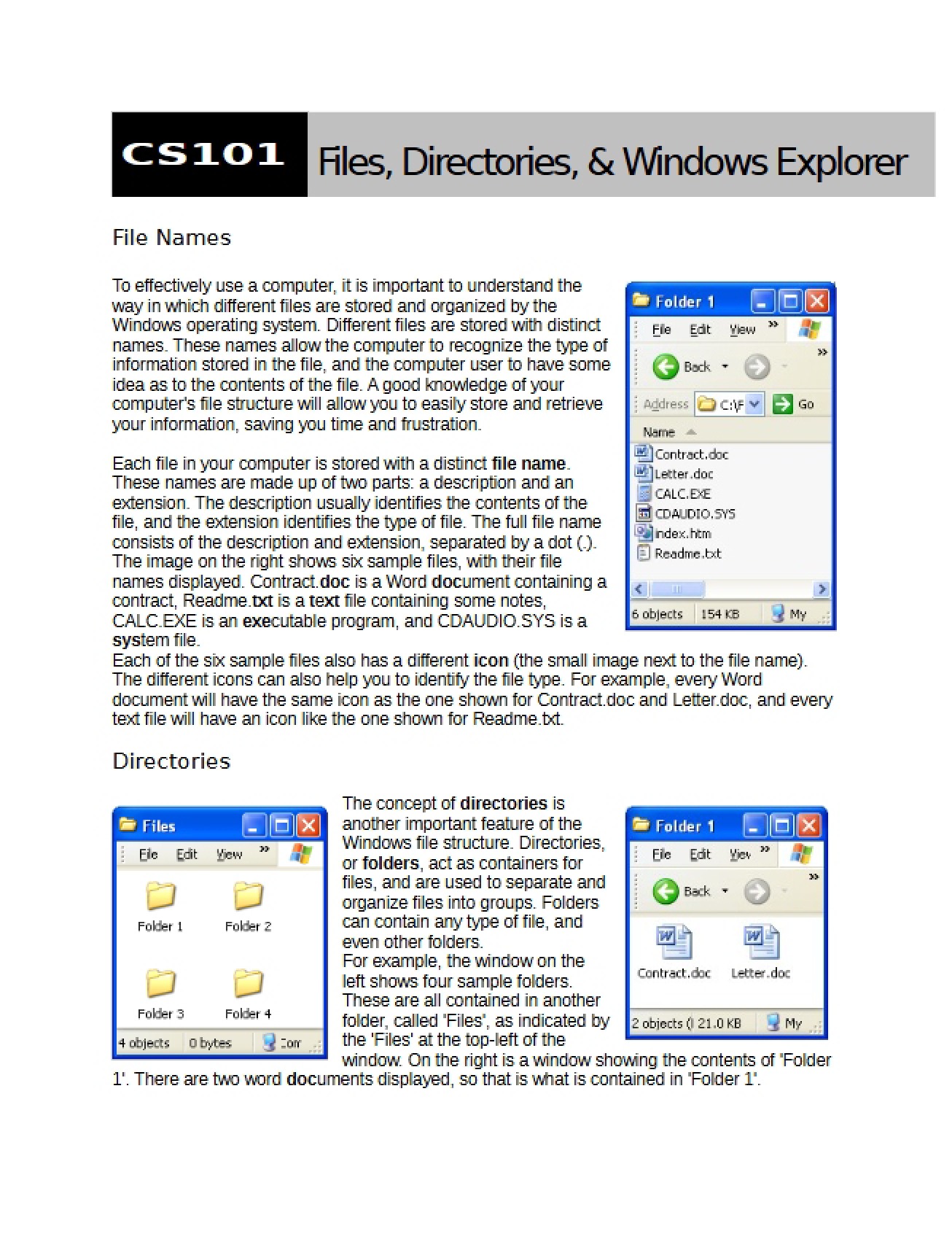 Windows Explorer Directories and Files