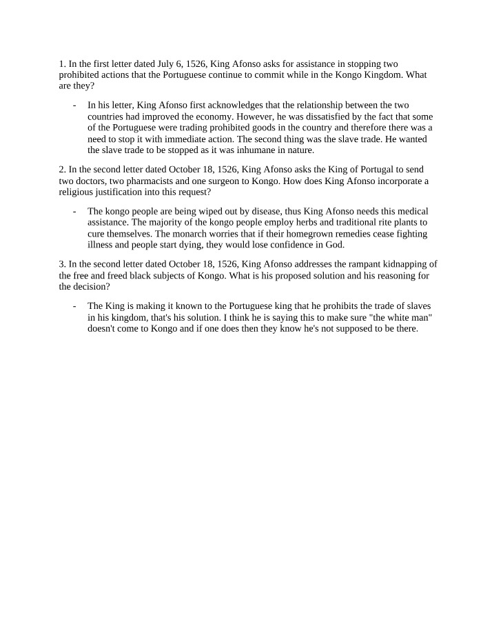 King Afonso's Plea - Prohibited Actions in the Kongo Kingdom