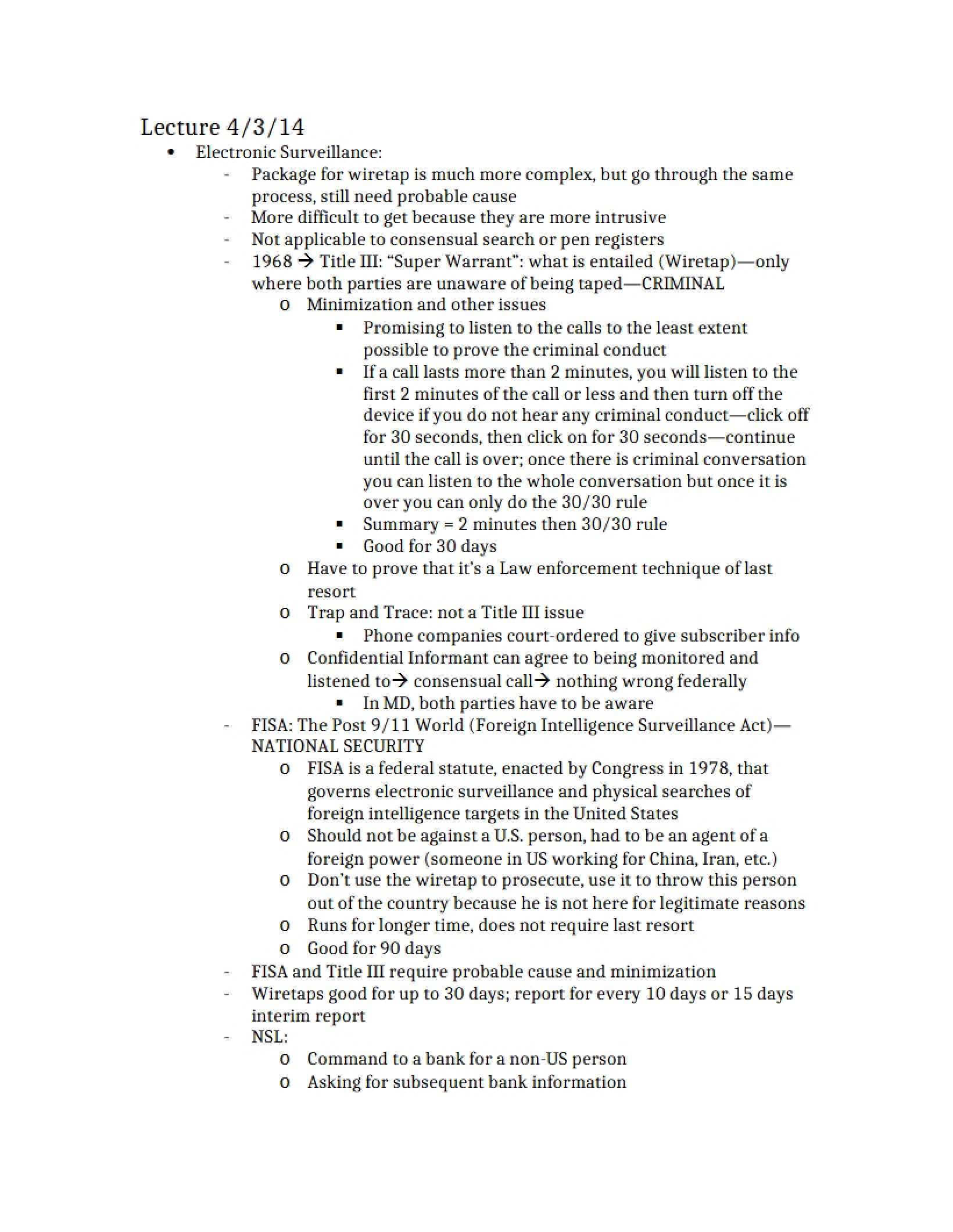 Legal Framework for Electronic Monitoring and Privacy