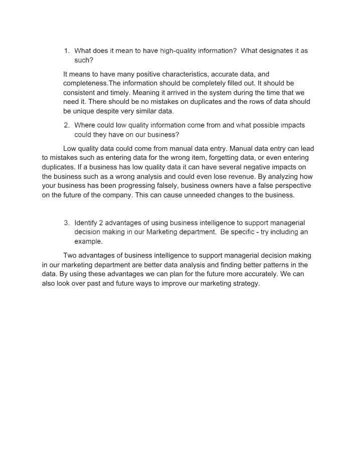 Impact of High-Quality Information on Business