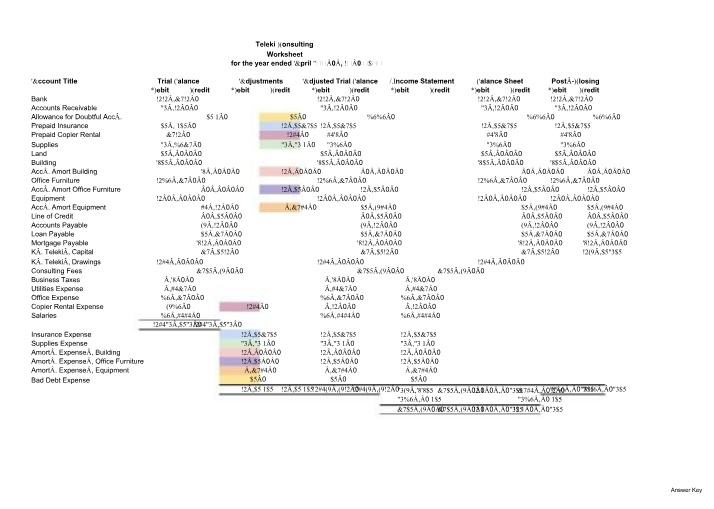 Worksheet for Teleki Consulting