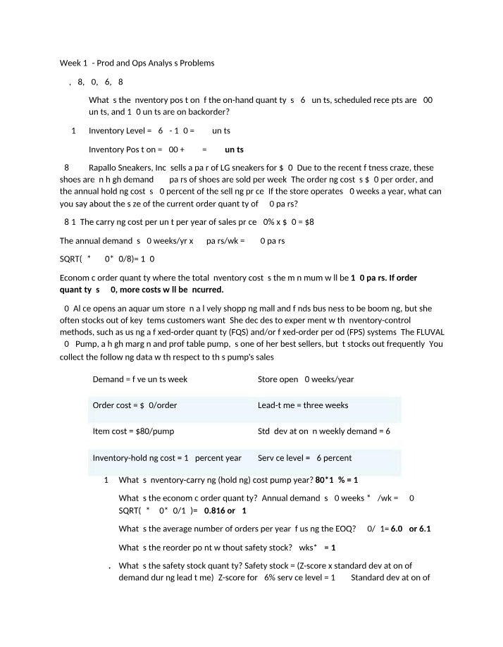 Prod and Ops Analysis Problems - Week 12