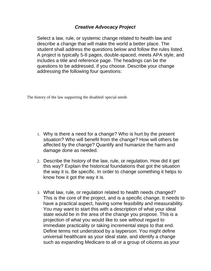 Creative Advocacy Project