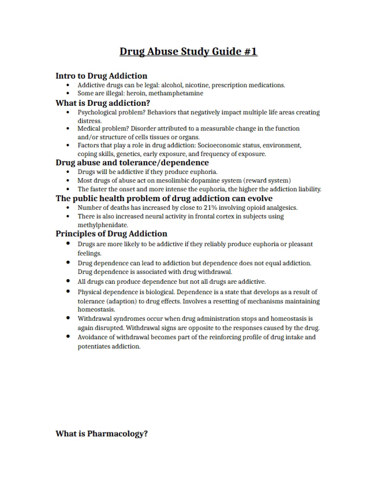 Study Guide Drug Abuse
