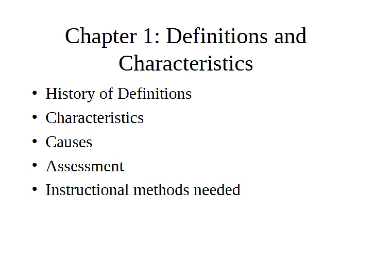 Characteristics and Definitions - Chapter 1 - Characteristics of Children with Learning Disabilities